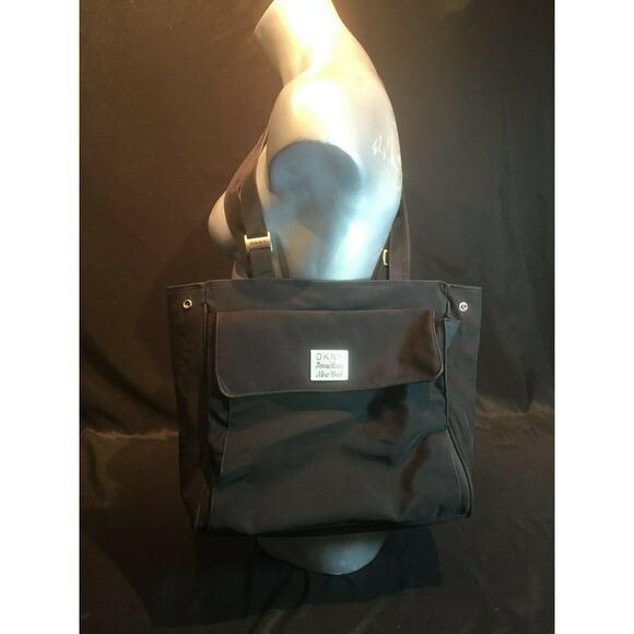 DKNY Donna Karan New York Basic Black Tote Purse Handbag Large Compartment Bag - Picture 3 of 13